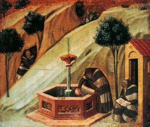 Carmelite Draws Water from Spring of Prophet Elijah (detail) by Pietro Lorenzetti