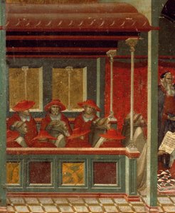Honorius III approving Carmelite rule, detail by Pietro Lorenzetti