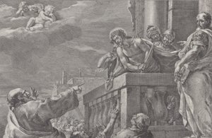 Christ on a Balcony Surrounded by Guards, Pilate Stands to the Right Gesturing, ca. 1730-39 by Pietro Monaco
