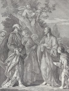 Conversion of Zacchaeus, with Christ at Right Addressing the Tax Collector, 1730-39 by Pietro Monaco