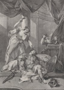 Jael hammering a tent peg into the temple of the sleeping Sisera