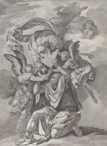 Moses Receiving the Tablets of the Law from God Who Descends from the Heavens by Pietro Monaco