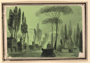Stage Design, Stairs Between Tombs by Pietro Narducci