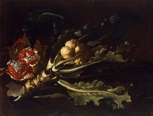 Cauliflower and Pomegranates by Pietro Paolo Bonzi
