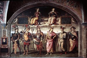 Strength and Temperance with Six Ancient Heroes by Pietro Perugino