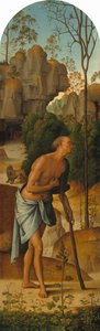 The Crucifixion with the Virgin, Saint John, Saint Jerome, and Saint Mary Magdalene (left panel) by Pietro Perugino