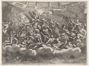 Gathering of Various Olympian Gods and Mythological Figures by Pietro Santi Bartoli