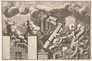 Giants Crushed by Rocks and the Falling Columns of the Temple, Clouds of Smoke Above...