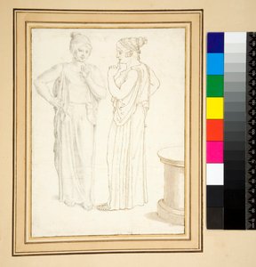 Two views of a bronze statuette