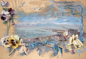 View of Naples through Pansies by Pietro Scoppetta