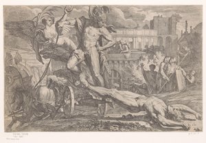 Achilles with the Body of Hector Behind His Chariot by Pietro Testa
