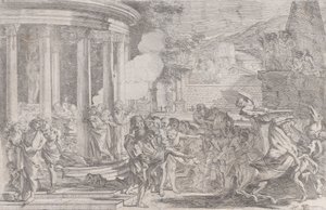 Sinorix carried from the temple of Artemis trying to escape the effects of the poison, ca. 1640 by Pietro Testa