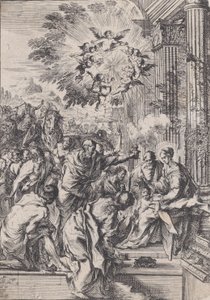 The Adoration of the Magi, set before an architectural colonnade by Pietro Testa