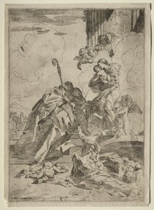Three Lucchese Saints Interceding with the Virgin for the Victims of the Plague by Pietro Testa