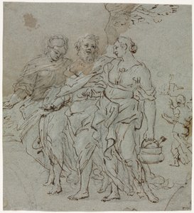 Lot and His Daughters (recto) Sketch for Lot and His Daughters (verso) by Pietro da Cortona