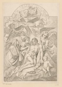 The Holy Trinity with Mary, Instruments of the Passion, and Angels by Pietro del Po