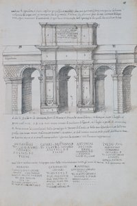 Arch of Claudius in Rome, drawing, from Roman Antiquities, by Pirro Ligorio by Pirro Ligorio