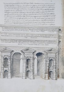 Porta Maggiore in Rome, Drawing, from Roman Antiquities, by Pirro Ligorio