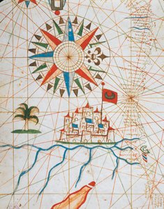 Alexandria, Egypt, from portolan atlas consisting of six charts, by Placido Caloiro and Francesco Oliva, Parchment. 1646.