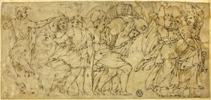 Men and Women Carrying Barrels and Bundles by Polidoro da Caravaggio