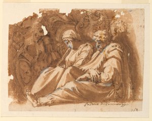 Seated Figures with Trophy by Polidoro da Caravaggio