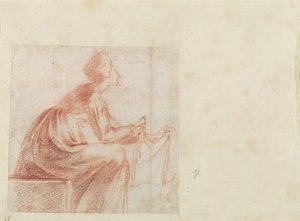 Woman Seated with a Piece of Cloth by Polidoro da Caravaggio