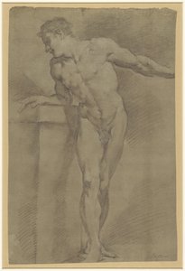 Study of a Standing Male Model, Leaning Against a Parapet by Pompeo Batoni