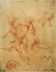 Two flying putti, study, 1740s