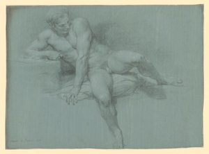 Study of a Reclining Male Model, Supporting Himself with His Left Arm by Pompeo Girolamo Batoni