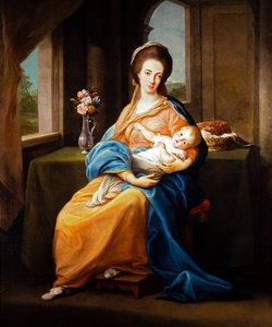 Pair of Portraits, Lady with a Child by Pompeo Girolamo Batoni