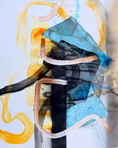 Dynamic Blue Orange Abstract by Poonam Choudhary