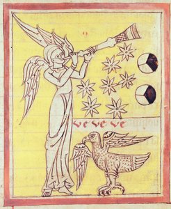 The Angel Blowing the Trumpet, the Seven Stars and the Eagle of St. John the Evangelist, from the Apocalypse of St. Jean de Lorvao