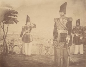 A Persian Revue in a Painting that Once Belonged to Ardeshir Mirza, Uncle of the King, 1840s-60s by Possibly by Luigi Pesce.