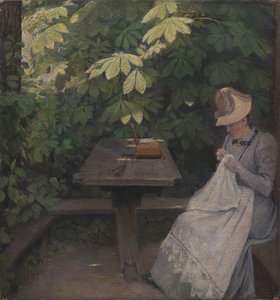 A Summer-Clad Lady in a Pavilion