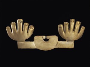 Nose Ornament with Hands, possibly Moche