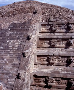 View of the Site of Teotihuacan: The Temple of Quetzalcoatl or Temple of the Feathered Snake