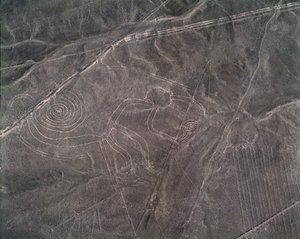 Aerial View of a Monkey Figure, Nazca Lines by Prehistoric Prehistoric