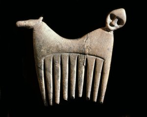 Bone Comb with a Head of Man and Horse from Gotland