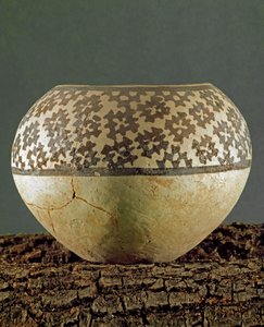 Prehistory: clay vase with geometric decorations of Anau type from the site of Gheoksjur (South Turkmenistan). 4000-3500 BC Eneolithic, Copper Age. Saint Petersburg, Hermitage Museum, Russia by Prehistoric Prehistoric