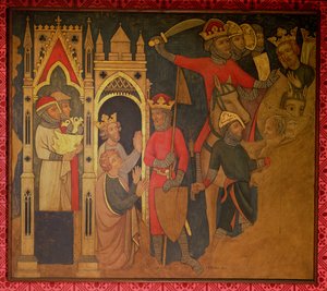 Captivity of King Jehoiachin of Israel, reconstruction of a wall painting originally in the Painted Chamber of the Palace of Westminster by Professor Ernest Tristram