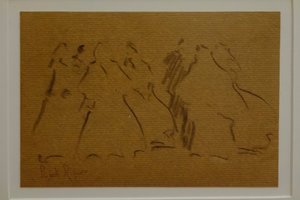 Sketch of Female Figures, Narcís Puget Riquer, Charcoal Drawing, Puget Museum, Noble House of Can LLaudis, Dalt Vila, Ibiza, Balearic Islands, Spain by Puget Riquer