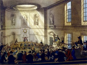India House, The Sale Room by Pugin and Rowlandson