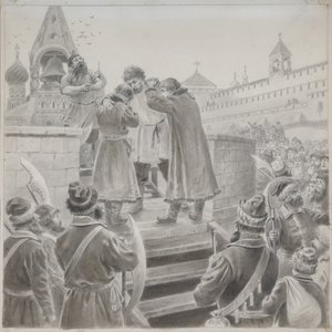 Illustration to the poem The Song of the Merchant Kalashnikov by M. Lermontov by Pyotr Ivanovich Korovin