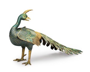 Cloisonné peacock-form censer by Qing Dynasty   Qianlong Period Chinese School