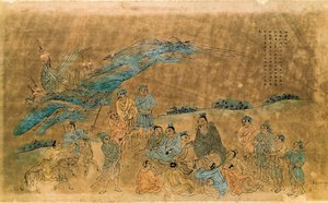 The Chinese Philosopher Confucius Surrounds His Disciples by Qing Dynasty Chinese School