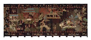Twelve-fold coromandel screen, 18th century by Qing Dynasty Chinese School