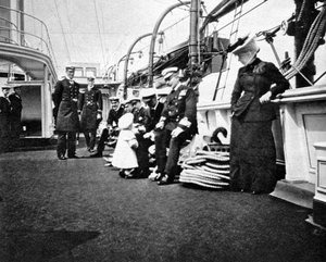 Prince Olav, the Future King Olav V of Norway, Conversing with Naval Officers