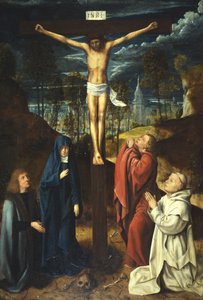 Christ on the Cross between the Virgin, Saint John and two Donors by Quentin (workshop of) Massys or Metsys