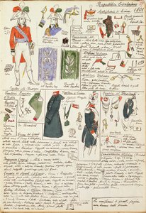 Military Uniforms at the Time of the Cisalpine Republic from 1801. Color Plate by Cenni Quinto by Quinto Cenni