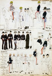 Uniforms of Duchy of Modena in 1849, plate from Cenni Codex collection of military sketches by Quinto Cenni